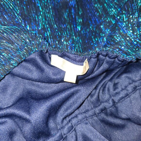 Blue shimmery romper with long tie down the back. - Picture 6 of 6